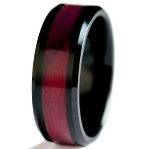  Ashleys Jewelry 8mm Beveled Black Ceramic Ring with Red 