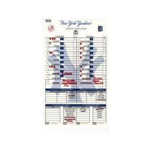  Yankees at Tigers 5 10 2008 Game Used Lineup Card (MLB 