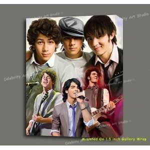 JONAS BROTHERS IN CONCERT ORIGINAL CANVAS ART PAINTING MOUNTED W 