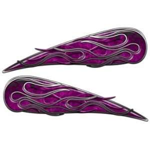  Inferno Purple Motorcycle Gas Tank Flame Decals   4 h x 