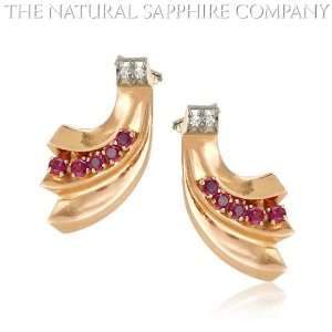  0.70ct. Natural Magenta Sapphire Earrings With 4 Dia 0 