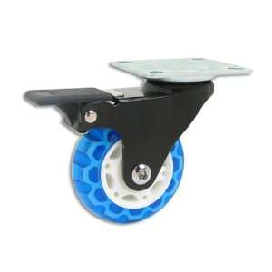 Translucent Skate Wheel Caster, Neon Blue, With Brake  