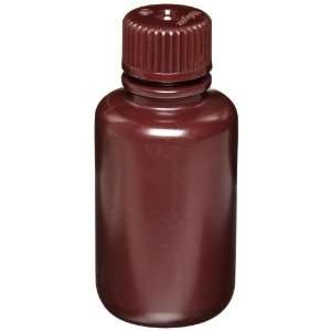 Nalgene 2004 0008 Rectangular Bottle, Narrow Mouth, Amber HDPE, 250mL 