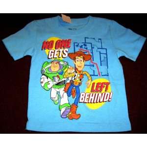 TOY STORY 3 SHIRT~BUZZ LIGHTYEAR & WOODY~NO ONE GETS LEFT BEHIND~SIZE 
