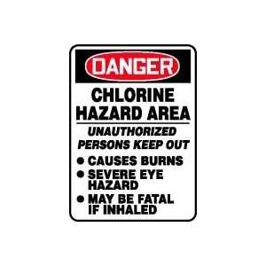 DANGER CHLORINE HAZARD AREA UNAUTHORIZED PERSONS KEEP OUT CAUSES BURN 