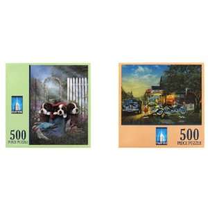  Cozy Dogs and Spring Cleaning Puzzle Set 500 Piece Each 