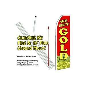  WE BUY GOLD (Coins) Feather Banner Flag Kit (Flag, Pole 