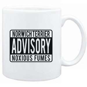  Mug White  Norwich Terrier ADVISORY NOXIOUS FUMEs Dogs 