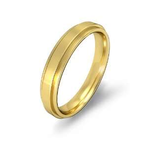 4g Mens Flat Step Down Wedding Band 4mm Comfit Fit 14k Yellow Gold 