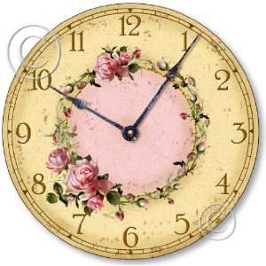   Vintage Style 10.5 Inch Shabby Chic Pink Roses Clock
