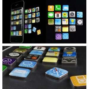  18 Piece iPhone App Inspired Fridge Magnets Electronics