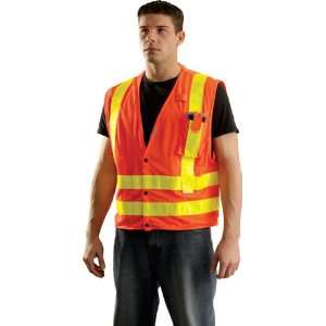  Safety Vest Mesh with Gloss Snaps Mic Tab Hi Viz Orange 