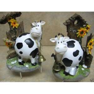 Two Resin Potbellied Cow Cows 5.5 Tall 