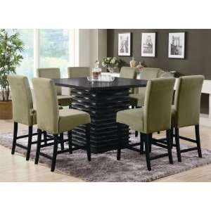 9PC Black Contemporary Counter Table Set Furniture 