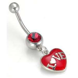 14g 12g 10g Valentines Love Heart Belly Button Jewelry  14g 5/16~8mm 