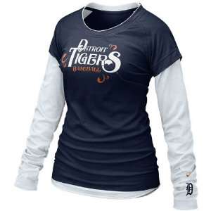 Nike Detroit Tigers Ladies Navy Blue White Whos My Team Double Layer 