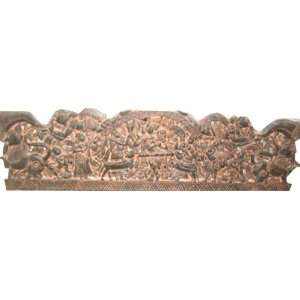 Krishna Radha Carved Wood Headboard Wall Panel India Decor 72 Inch 
