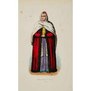 1845 Print Costume Tartar Tatar Woman Siberia Russia   Hand Colored 