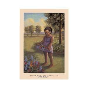  Child Collecting Flowers Poster Print