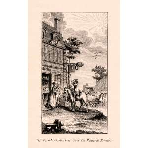  1876 Wood Engraving Inn 18th Century France Horse Lodging Carriage 