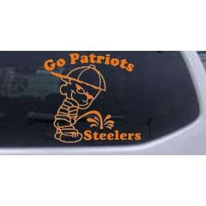 Orange 14in X 15.1in    Go Patriots Pee On Steelers Car Window Wall 