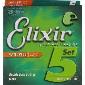 Elixir Bass Guitar Soft Long Scale Five String NanoWeb Coating, .045 