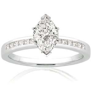  1.30 Ct Marquise Shaped Diamond Engagement Ring SI2 EGL 