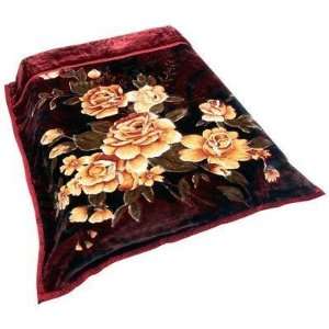   Blanket Burgundy Floral Heavy Luxury KingWyndham Hous 