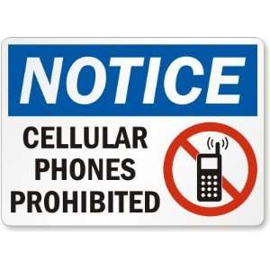 Notice Cellular Phones Prohibited (with graphic) Laminated Vinyl Sign 