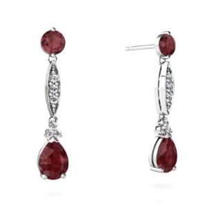    14K White Gold Pear Genuine Ruby Dangle Drop Earrings Jewelry