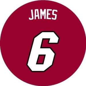  LeBron James #6 Red Jersey Button   Miami Heat PINBACK 