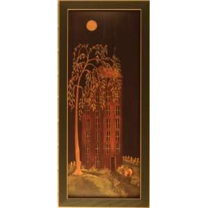  Salt Box House Tree Moon Rooster Framed Print Picture 