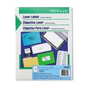  Laser Labels, Address, 2 5/6x1, Clear, 1500/BX Office 