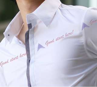 White Mens Leisure Shirt New Fashion Casual Slim Long sleeved Shirts 