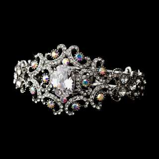 Vintage Silver Crystal Bridal Bangle Bracelet Cuff jewelry jewellery 