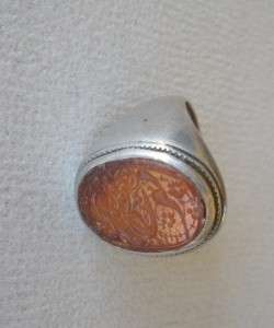 Old Afghani silver ring w/arabic script seal 9 1/2  