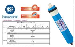 Membrana TFC de 50 GPD producción de 50 Galones por día (unos 150 