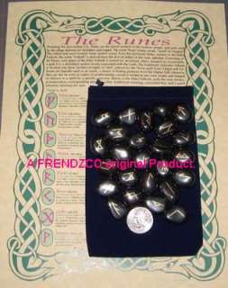 MD HEMATITE RUNES 25 Elder Futhark runestones gold  