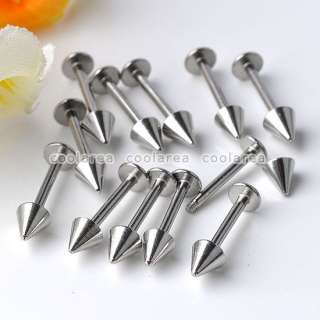 10pc 16G Silvery Stainless Steel Arrow Taper Lip Labret Studs Ring 