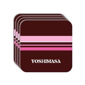 Personal Name Gift   YOSHIMASA Set of 4 Mini Mousepad Coasters (pink 