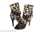 NEW MAX STUDIO ZOMBA LEOPARD BROWN CALF HAIR LEATHER ANKLE BOOTIE 