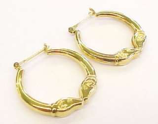 14KT Solid Yellow Gold Ram Design Hoop Earrings ~ 1  