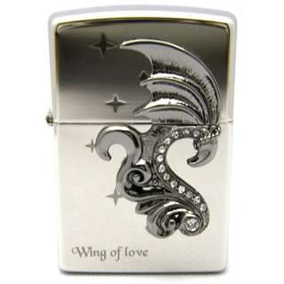 NEW JAPAN ZIPPO LIGHTER WING OF LOVE NICKEL PLATED  