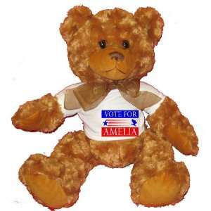  VOTE FOR AMELIA Plush Teddy Bear with WHITE T Shirt Toys 