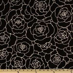  44 Wide Black and White Camelia Flowers Black/White 