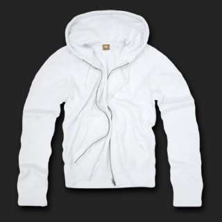 WHITE ZIP UP HOODIE SWEATSHIRT  