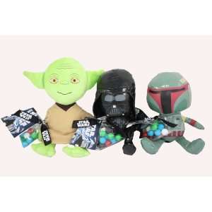   of 3PC Star Wars Plush Boba Fett, Darth Vader & Yoda Bonus Gum Balls