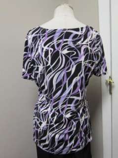 by Marc Bouwer Printed Knit Top Purple Combo M NWOT  