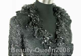 RUFFLE Cardigan Sweater Coat Knit Tops Black Size 8 12  