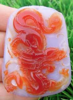 Red Agate Dragons Amulets pendant,Handmade Carved  